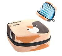 Bolsa de almacenamiento para servilletas sanitarias, bolsa de almacenamiento portátil para servilletas sanitarias, el otoño está aquí dibujado a mano oso-01, Varios colores, 4.7x6.6x6.6 in/12x17x17 cm