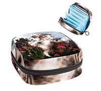 Bolsa de almacenamiento para servilletas sanitarias, bolsa de almacenamiento portátil para servilletas sanitarias, gatitos atrapados a medio salto (1), Varios colores, 4.7x6.6x6.6 in/12x17x17 cm