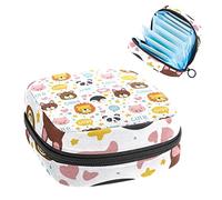 Bolsa de almacenamiento para servilletas sanitarias, bolsa de almacenamiento portátil para servilletas sanitarias, bonito patrón de animales de amor 01, Varios colores, 4.7x6.6x6.6 in/12x17x17 cm