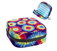 Bolsa de almacenamiento para servilletas sanitarias, bolsa de almacenamiento portátil para servilletas sanitarias, increíble círculo de teñido anudado, Varios colores, 4.7x6.6x6.6 in/12x17x17 cm