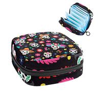 Bolsa de almacenamiento para servilletas sanitarias, bolsa de almacenamiento portátil para servilletas sanitarias, patrón colorido del día de los muertos 2-01, Varios colores, 4.7x6.6x6.6 in/12x17x17 cm
