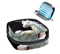 Bolsa de almacenamiento para servilletas sanitarias, bolsa de almacenamiento portátil para servilletas, fondo negro unicornio, Varios colores, 4.7x6.6x6.6 in/12x17x17 cm