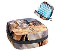 Bolsa de almacenamiento para servilletas sanitarias, bolsa de almacenamiento portátil para servilletas, caballos corriendo, Varios colores, 4.7x6.6x6.6 in/12x17x17 cm
