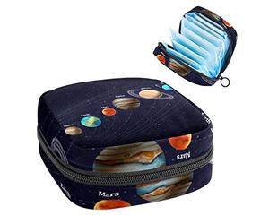 Bolsa de almacenamiento para servilletas sanitarias, bolsa de almacenamiento portátil para servilletas, sistema solar, cuerpo celestial de la Tierra, Varios colores, 4.7x6.6x6.6 in/12x17x17 cm
