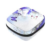 Bolsa de almacenamiento para servilletas sanitarias, bolsa de copa menstrual, bolsa de viaje para niñas, organizador de almohadillas sanitarias, flores y mariposas, hortensias azules e lirios blancos