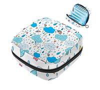 Bolsa de almacenamiento para servilletas sanitarias, bolsa de copa menstrual, bolsa de viaje para niñas, organizador de almohadillas sanitarias, diseño de nubes y lluvia