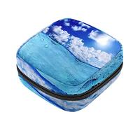 Bolsa de almacenamiento para servilletas sanitarias, bolsa de copa menstrual, bolsa de viaje para niñas, organizador de almohadillas sanitarias, azul cielo soleado