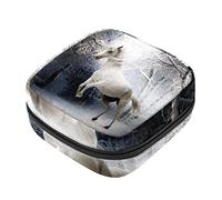 Bolsa de almacenamiento para servilletas sanitarias, bolsa de copa menstrual, bolsa de viaje para niñas, organizador de almohadillas sanitarias de gran capacidad, caballo blanco saltando en invierno