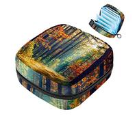 Bolsa de almacenamiento para servilletas sanitarias, bolsa de copa menstrual para niñas, de gran capacidad, organizador de almohadillas sanitarias, árbol de bosque otoñal Landacape