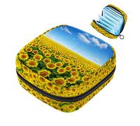 Bolsa de almacenamiento para servilletas sanitarias, bolsa de copa menstrual para niñas, de gran capacidad, organizador de almohadillas sanitarias, girasoles en el cielo