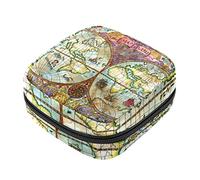 Bolsa de almacenamiento para servilletas sanitarias, bolsa de copa menstrual para niñas, de gran capacidad, organizador de almohadillas sanitarias, mapa del mundo vintage, patrón de aventuras piratas
