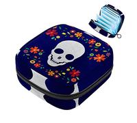 Bolsa de almacenamiento para servilletas sanitarias, bolsa de copa menstrual para niñas, de gran capacidad, organizador de almohadillas sanitarias, día de los muertos, calavera de azúcar de México