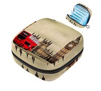 Bolsa de almacenamiento para servilletas sanitarias, bolsa de copa menstrual para niñas, de gran capacidad, organizador de almohadillas sanitarias, autobús rojo de Londres y Big Ben