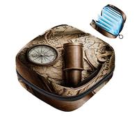 Bolsa de almacenamiento para servilletas sanitarias con diseño de brújula sextante, bolsa de almacenamiento portátil con cremallera para adolescentes, niñas, mujeres y mujeres