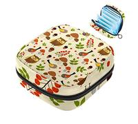 Bolsa de almacenamiento para servilletas sanitarias con diseño de búhos del bosque, con cremallera, para adolescentes, niñas, mujeres y mujeres