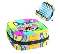 Bolsa de almacenamiento para servilletas sanitarias con diseño de gato pop art, Varios colores, 4.7x6.6x6.6 in/12x17x17 cm