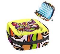 Bolsa de almacenamiento para servilletas sanitarias con diseño de gato pop art, Varios colores, 4.7x6.6x6.6 in/12x17x17 cm