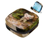 Bolsa de almacenamiento para servilletas sanitarias con diseño de hámster del bosque de vida silvestre, bolsa portátil para copa menstrual con cremallera para adolescentes, niñas, mujeres y mujeres