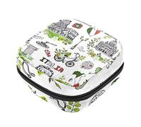 Bolsa de almacenamiento para servilletas sanitarias con diseño de iconos de Roma, bolsa de almacenamiento para menstruales, portátil, con cremallera, para adolescentes, niñas, mujeres y mujeres