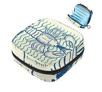 Bolsa de almacenamiento para servilletas sanitarias con diseño de langosta oceánica, portátil, para mujeres, adolescentes y niñas, bolsa de copa menstrual, soporte para almohadilla de lactancia