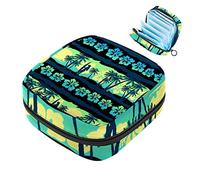 Bolsa de almacenamiento para servilletas sanitarias con paisaje tropical verde amanecer para mujeres, adolescentes y niñas, bolsa de copa menstrual, soporte para almohadilla de lactancia