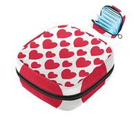Bolsa de almacenamiento para servilletas sanitarias con patrón de corazón para amante, bolsa de almohadilla menstrual portátil con cremallera para adolescentes, niñas, mujeres y mujeres