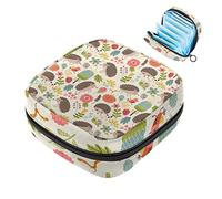 Bolsa de almacenamiento para servilletas sanitarias con patrón floral retro de erizo del bosque para mujeres, adolescentes y niñas, bolsa de copa menstrual, soporte para almohadilla de lactancia