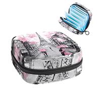 Bolsa de almacenamiento para servilletas sanitarias de la Torre Eiffel de París, Varios colores, 4.7x6.6x6.6 in/12x17x17 cm