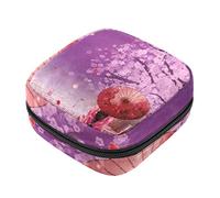 Bolsa de almacenamiento para servilletas sanitarias japonesas con paraguas rojo, bolsa de almohadilla menstrual portátil con cremallera para adolescentes, niñas, mujeres y mujeres
