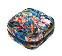 Bolsa de almacenamiento para servilletas sanitarias japonesas Koi Fish Lotus Bolsa de almacenamiento para almohadillas menstruales portátil con cremallera para adolescentes, niñas, mujeres y mujeres