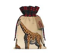 Bolsa de almacenamiento pequeña con cordón de impresión de jirafa para madre e hijo, ligera y hermosa para varios festivales