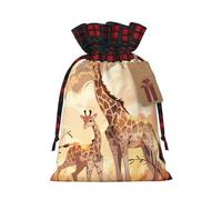 Bolsa de almacenamiento pequeña con cordón para madre e hijo, diseño de jirafa, ligera y hermosa para varios festivales