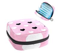 Bolsa de almacenamiento portátil con diseño de corazones blancos y negros para servilletas sanitarias, Varios colores, 4.7x6.6x6.6 in/12x17x17 cm