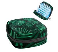 Bolsa de almacenamiento portátil con hojas verdes de la selva, bolsa de almacenamiento de tampones para servilletas sanitarias, Varios colores, 4.7x6.6x6.6 in/12x17x17 cm