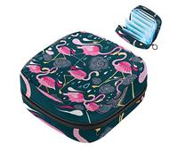 Bolsa de almacenamiento portátil con patrón de flamencos de gotas de lluvia, bolsa de período para mujeres, adolescentes y niñas, bolsa de copa menstrual, soporte para almohadilla de lactancia