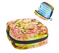 Bolsa de almacenamiento portátil con patrón de flores de peonía rosa y verde, bolsa de almacenamiento de tampones para servilletas sanitarias, Varios colores, 4.7x6.6x6.6 in/12x17x17 cm