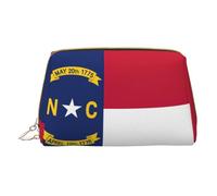 Bolsa de almacenamiento portátil de piel con cremallera de la bandera del estado de Carolina del Norte, bolsa de almacenamiento portátil para pintalabios, White, Talla única