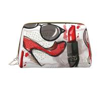 Bolsa de almacenamiento portátil de piel con cremallera para cosméticos y perfumes artísticos, White, Talla única