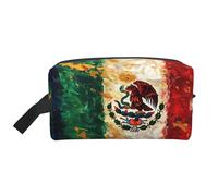 Bolsa de almacenamiento portátil para artículos de tocador de viaje con estampado de bandera mexicana americana, gran capacidad, poliéster 600D, bolsa de almacenamiento de cosméticos
