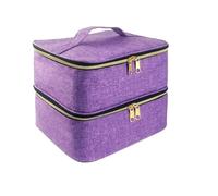 Bolsa de almacenamiento portátil para esmalte de uñas, estuche organizador de maquillaje con asa para esmalte de uñas, brillo de labios, aceites esenciales, uso en viajes en casa, Purple, Talla única