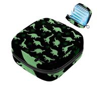 Bolsa de almacenamiento portátil para servilletas sanitarias, bolsa para copa menstrual, bolsa para compresas menstruales femeninas para adolescentes, kit de primer período, dinosaurios silueta verde
