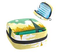 Bolsa de almacenamiento portátil para servilletas sanitarias con diseño de Torre Eiffel de Francia París, Varios colores, 4.7x6.6x6.6 in/12x17x17 cm