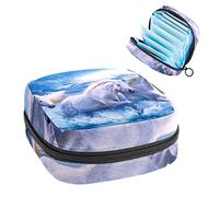Bolsa de almacenamiento portátil para tampones para servilletas sanitarias, caballos blancos corriendo animales, Varios colores, 4.7x6.6x6.6 in/12x17x17 cm