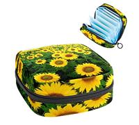 Bolsa de almacenamiento portátil para tampones para servilletas sanitarias, campo de girasoles, con cielo nublado, Varios colores, 4.7x6.6x6.6 in/12x17x17 cm