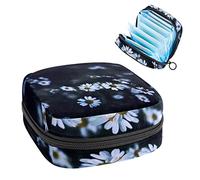 Bolsa de almacenamiento portátil para tampones para servilletas sanitarias, hermosas margaritas blancas en el campo, Varios colores, 4.7x6.6x6.6 in/12x17x17 cm