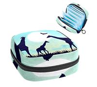 Bolsa de almacenamiento portátil para tampones para servilletas sanitarias, Night Secene Wildlife 1-01, Varios colores, 4.7x6.6x6.6 in/12x17x17 cm