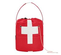 Bolsa de almacenamiento rectangular de ganchillo con diseño de bandera de Suiza, bolsa de almacenamiento con agujeros, bolsa de manualidades para ganchillo y manualidades