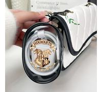 Bolsa de almacenamiento transparente con cremallera y llavero temática de Harry Potter WB, material de PVC duradero, adecuada para auriculares, cargadores y accesorios de viaje, diseño portátil