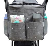 Bolsa de almacenamiento universal para cochecito de 14,6x12,2x7,5 pulgadas, Bolsa Grande impermeable para pañales de Bebe, 4 maneras de LeVar La mopila (GRIS)