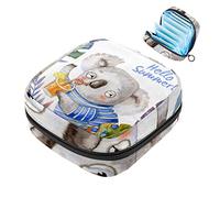 Bolsa de almohadilla menstrual con cremallera, bolsa de servilleta sanitaria, tampones, bolsas de colección para mujeres y niñas (acuarela Hello Summer Cute Koala)